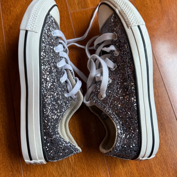 Converse Chuck Taylor All Star Shoes Womens Size 5 Black Silver Glitter Low Top. - Picture 7 of 8